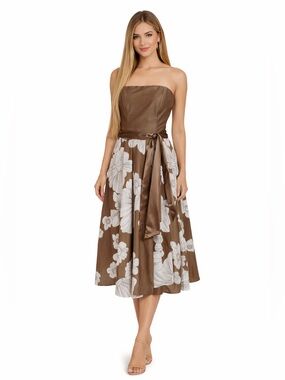 Vintage 90s Spiegel Strapless Silk Floral Midi Dress & Cropped Jacket Set